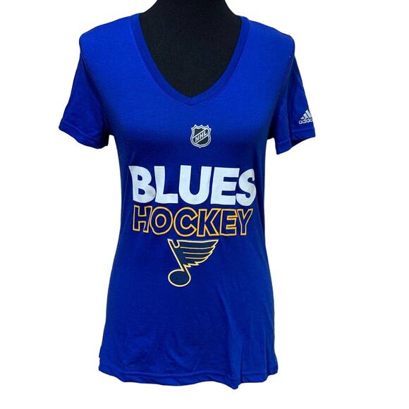 adidas Tops - Adidas Womens Small NHL St Louis Blues Ultimate 100% Polyester V-Neck Ladies Tee